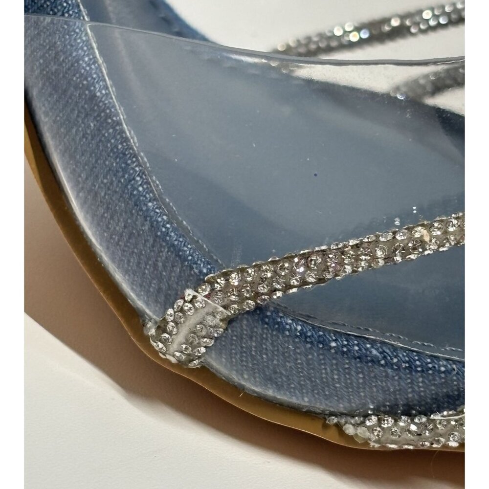OLIVIA FERGUSON / Valentina / Blue / Open-Toe Heeled / Sandals With Rhinestone - Picture 8 of 10